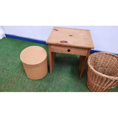 138 - BOX , STOOL AND BASKET