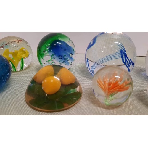 2 - EIGHT GLASS PAPER WEIGHTS OF MIXED DESIGN