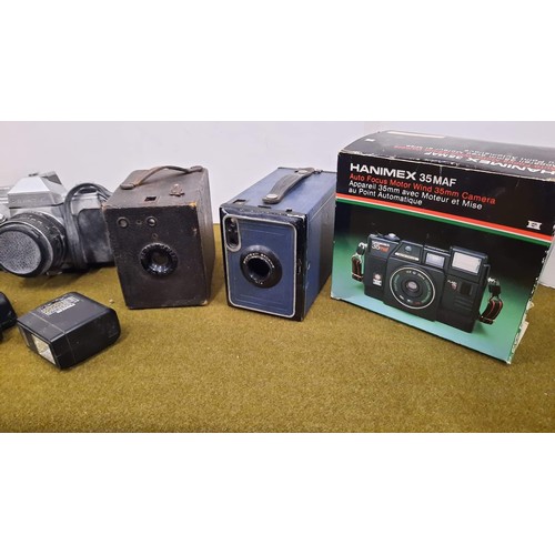 22 - collection of vintage cameras + empty box