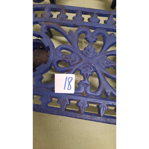 18 - 3 blue metal kitchen trivets