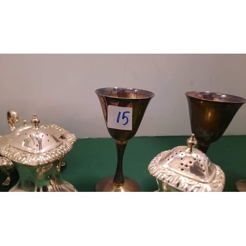 15 - Selection of metal table ware