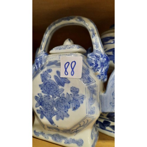 88 - blue and white oriental teapots