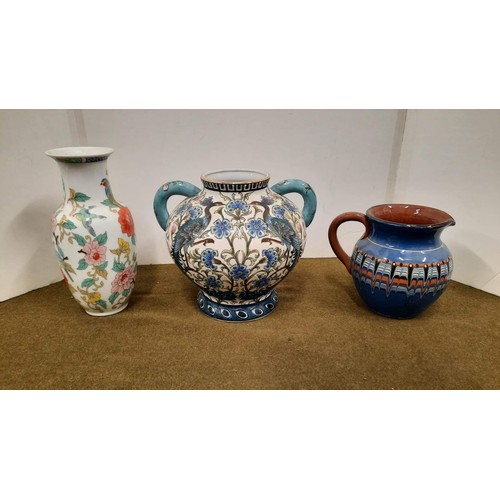 77 - 3 decorative jugs and vases mixed