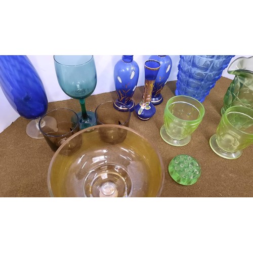 60 - collection of coloured glass in blue and green