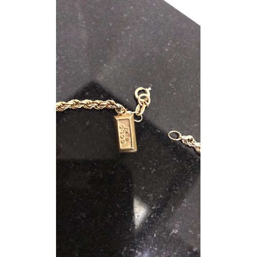 158 - 9ct gold pendant and rope chain weight 6.03g