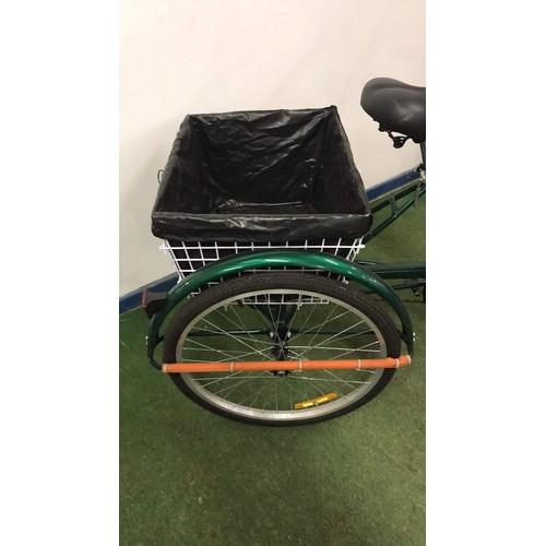 259 - GREEN FRAMED TRIKE WITH BASKET