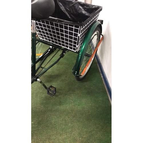 259 - GREEN FRAMED TRIKE WITH BASKET