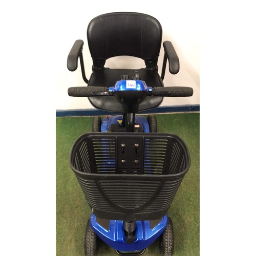 244 - MOBILITY SCOOTER IN BLUE WORKING BUT HAS no charger