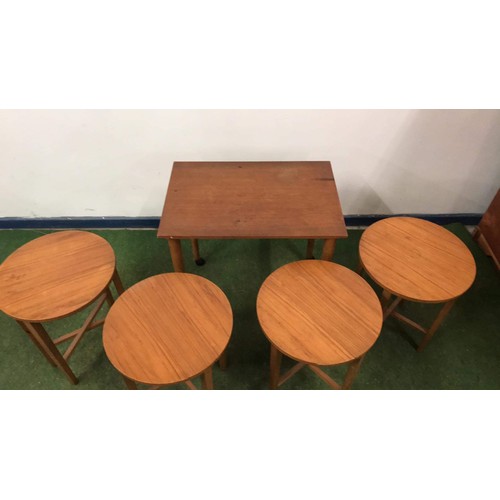 422 - RETRO TEAK FIVE TABLE NEST SETSEE ALL PICTURES