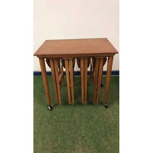 422 - RETRO TEAK FIVE TABLE NEST SETSEE ALL PICTURES