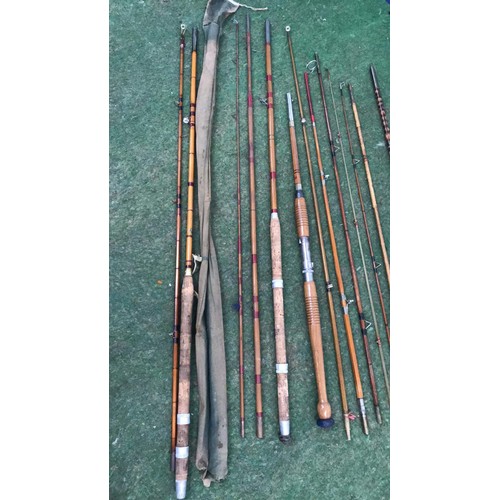 397 - MIXED FISHING RODS INCLUDING SPLIT CANE