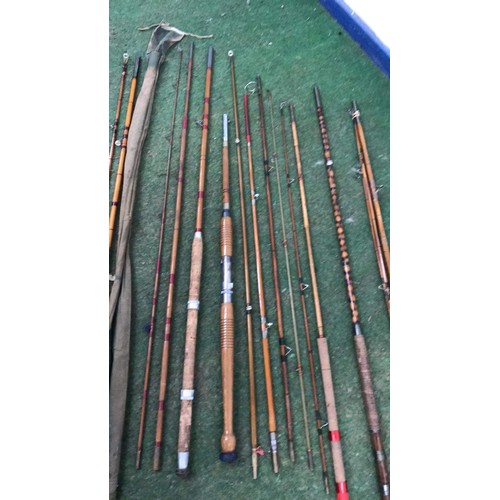 397 - MIXED FISHING RODS INCLUDING SPLIT CANE