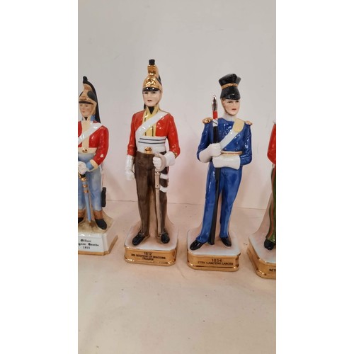 314 - Five china Waterloo military figures - one civil war military figure with flag