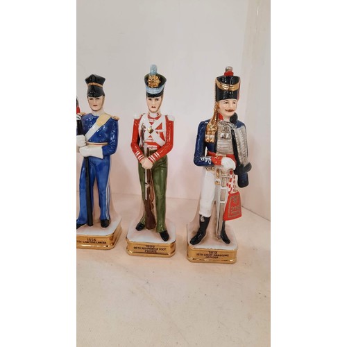 314 - Five china Waterloo military figures - one civil war military figure with flag