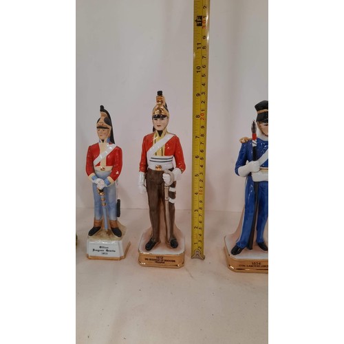 314 - Five china Waterloo military figures - one civil war military figure with flag