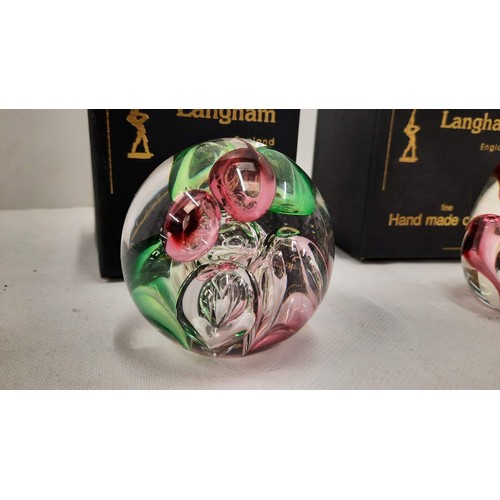 333 - TWO BOXED LANGHAM PAPER WEIGHTS