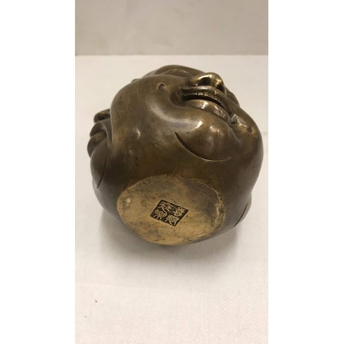 384 - 3 faced brass buddha head