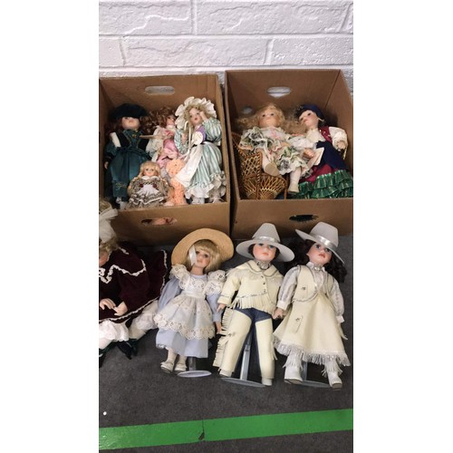 490 - THREE BOXES OF COLLECTABLE DOLLS SEE ALL PICTURES