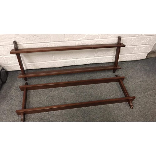 491 - TWO WOODEN PLATE RACKS