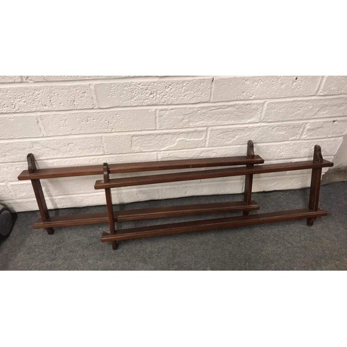 491 - TWO WOODEN PLATE RACKS