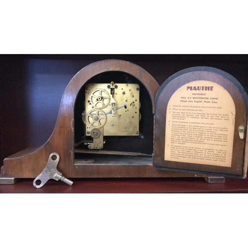 493 - OAK CASED WESTMINSTER MANTLE CLOCK HAS KEY ONLY