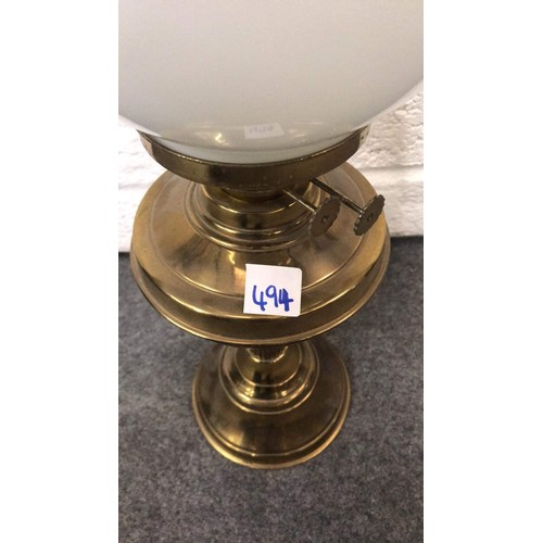 494 - BRASS DOUBLE BURNER OIL LAMP