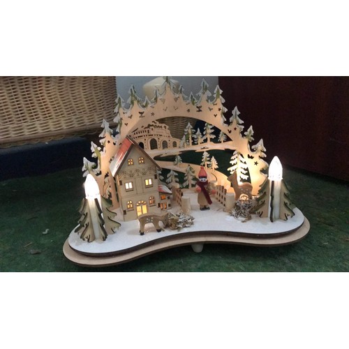 508 - Light up christmas scene & candle set