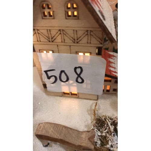 508 - Light up christmas scene & candle set