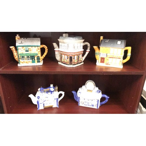 507 - 5 mixed teapots including emmerdale, eastenders, coronation sreet by western house