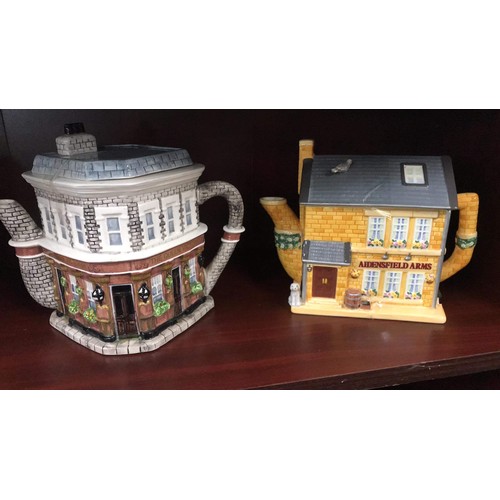 507 - 5 mixed teapots including emmerdale, eastenders, coronation sreet by western house