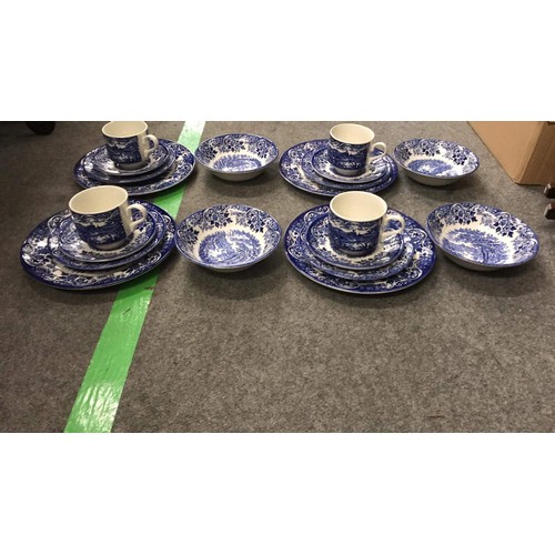 506 - Staffordshire blue and white pattern TABLE WARE