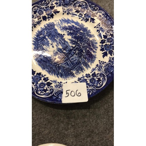 506 - Staffordshire blue and white pattern TABLE WARE