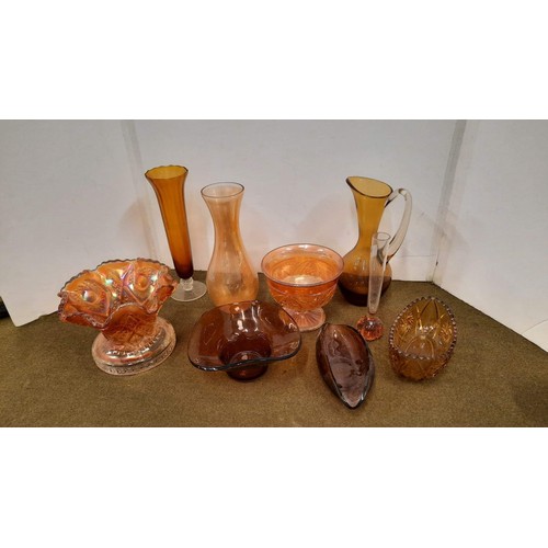 71 - amber glassware and carnival glass