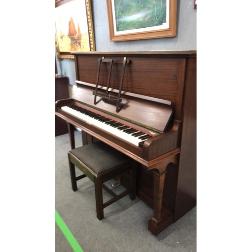 320a - H.CHAPLIN & SON LTD LEICESTER Upright Berry overstrung piano and stool