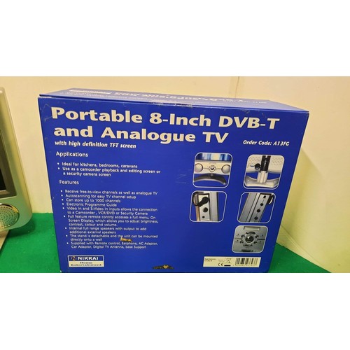 142 - Portable 8 inch DVB-T and ANALOGUE TV in box