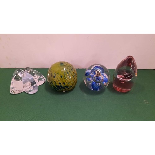 183 - 4 glass paperweights  by Langham & Wedgwood