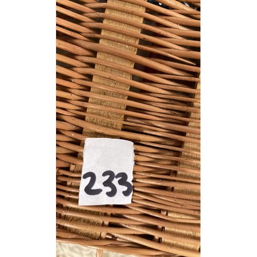 233 - Wicker picnic basket with F & M MARKINGS