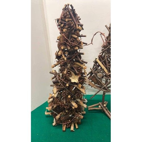 227 - Two wooden christmas trees