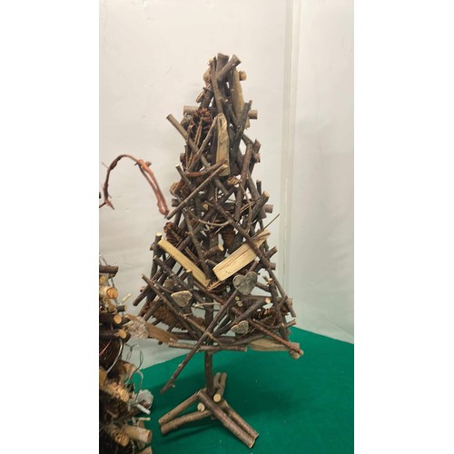 227 - Two wooden christmas trees