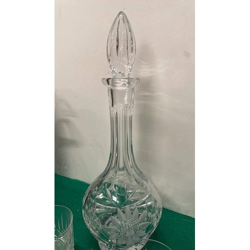 30 - Glass decanter & two glasses