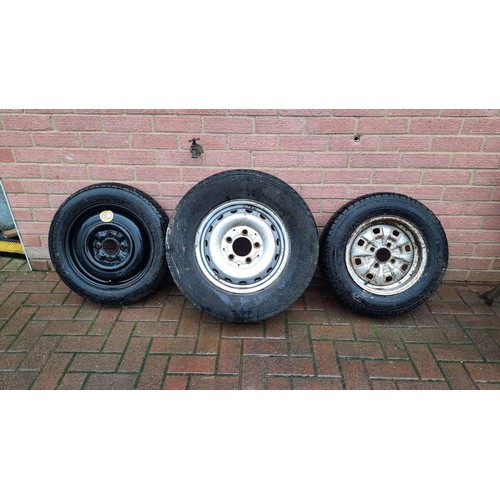 436 - THREE MIXED WHEEL AND TYRES