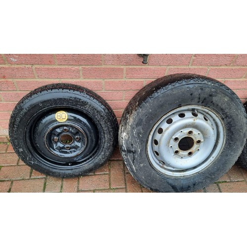 436 - THREE MIXED WHEEL AND TYRES