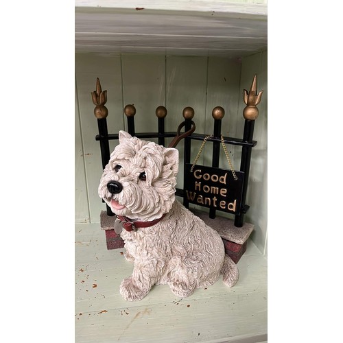 1 - RESIN SCULPTURE OF DOG 'GOOD HOME WANTED'