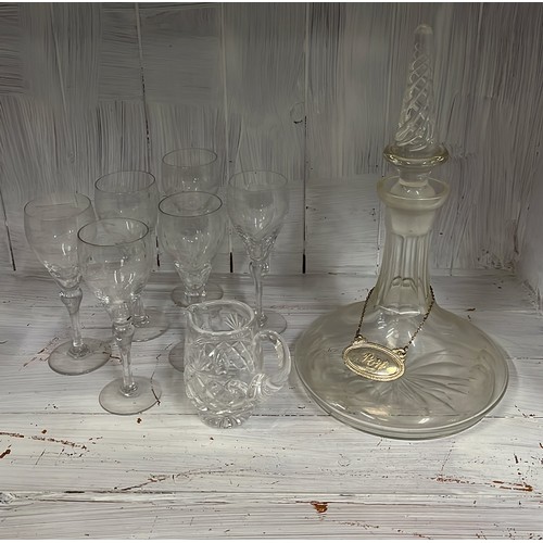 356 - SHIP DECANTER AND GLASSES