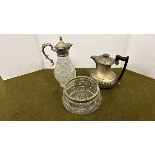 237 - BOWL , CLARET JUG AND TEA POT