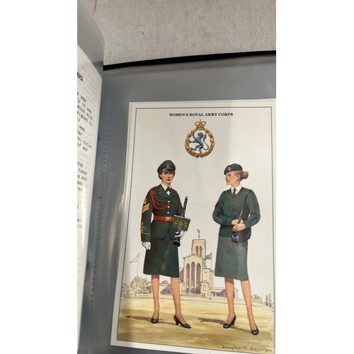 235 - BROWN FOLDER OF OVER 40 MILITARY UNIFORM POST CARDS