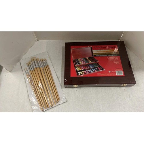 232 - SEALED ARTIST SET AND BRUSHES CRAWFORD AND BLACK