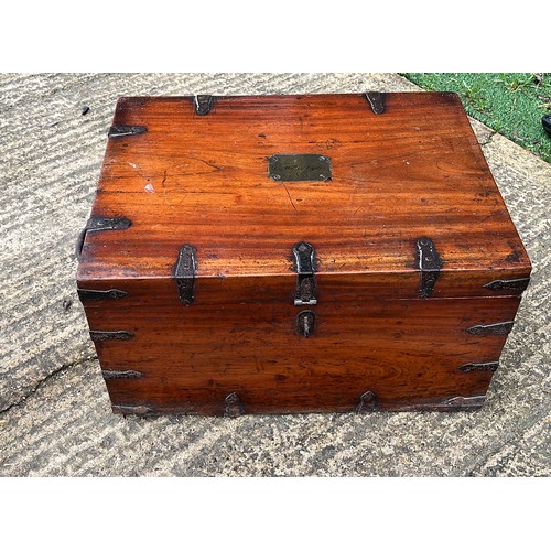 415 - VINTAGE MAHOGANY BOX WITH METAL DETAIL