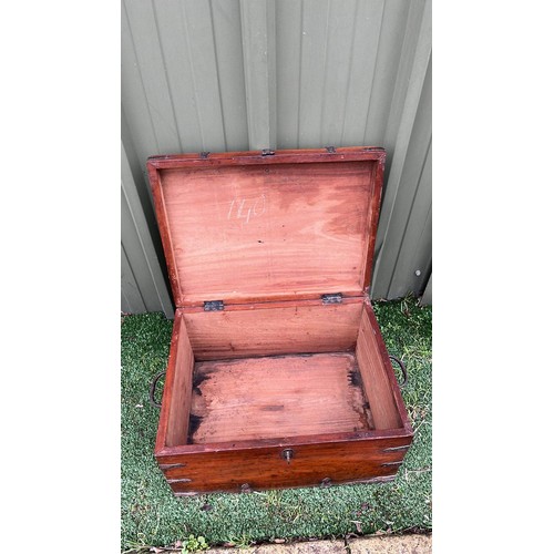 415 - VINTAGE MAHOGANY BOX WITH METAL DETAIL