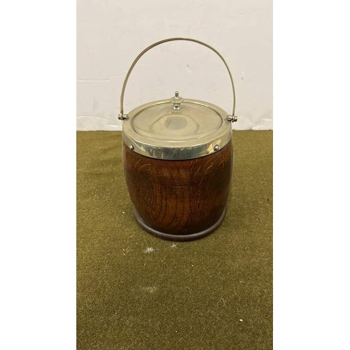 350 - OAK BISCUIT BARREL